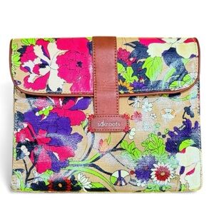 Sakroots Multi Color Floral Garden Coated Canvas Wristlet Clutch Purse  9”x10.5”